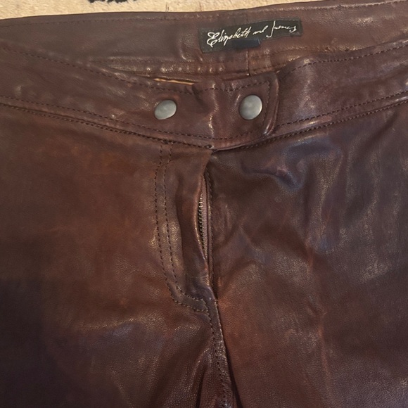 Elizabeth and James Brown Leather Moto Pants size 8 - Picture 5 of 7